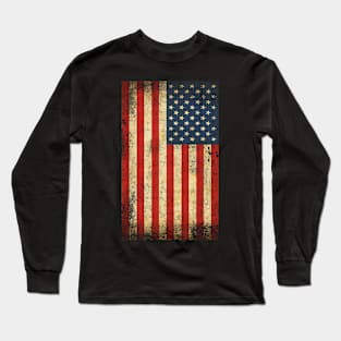american flag vintage grunge texture Long Sleeve T-Shirt